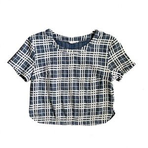 Lulu Blue & White Plaid Criss Cross Crop Top